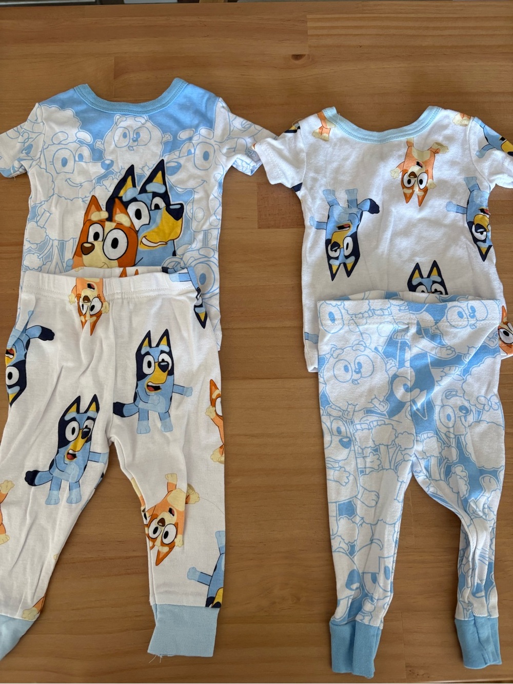 Bluey Print Kids One-Piece Pajama Set - Blue & White